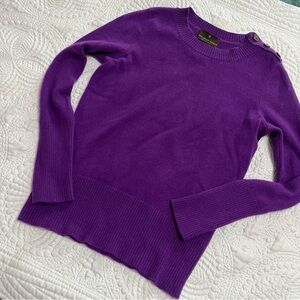 FENN WRIGHT MANSON Cashmere Sweater Crew Neck Purple Button Detail Medium